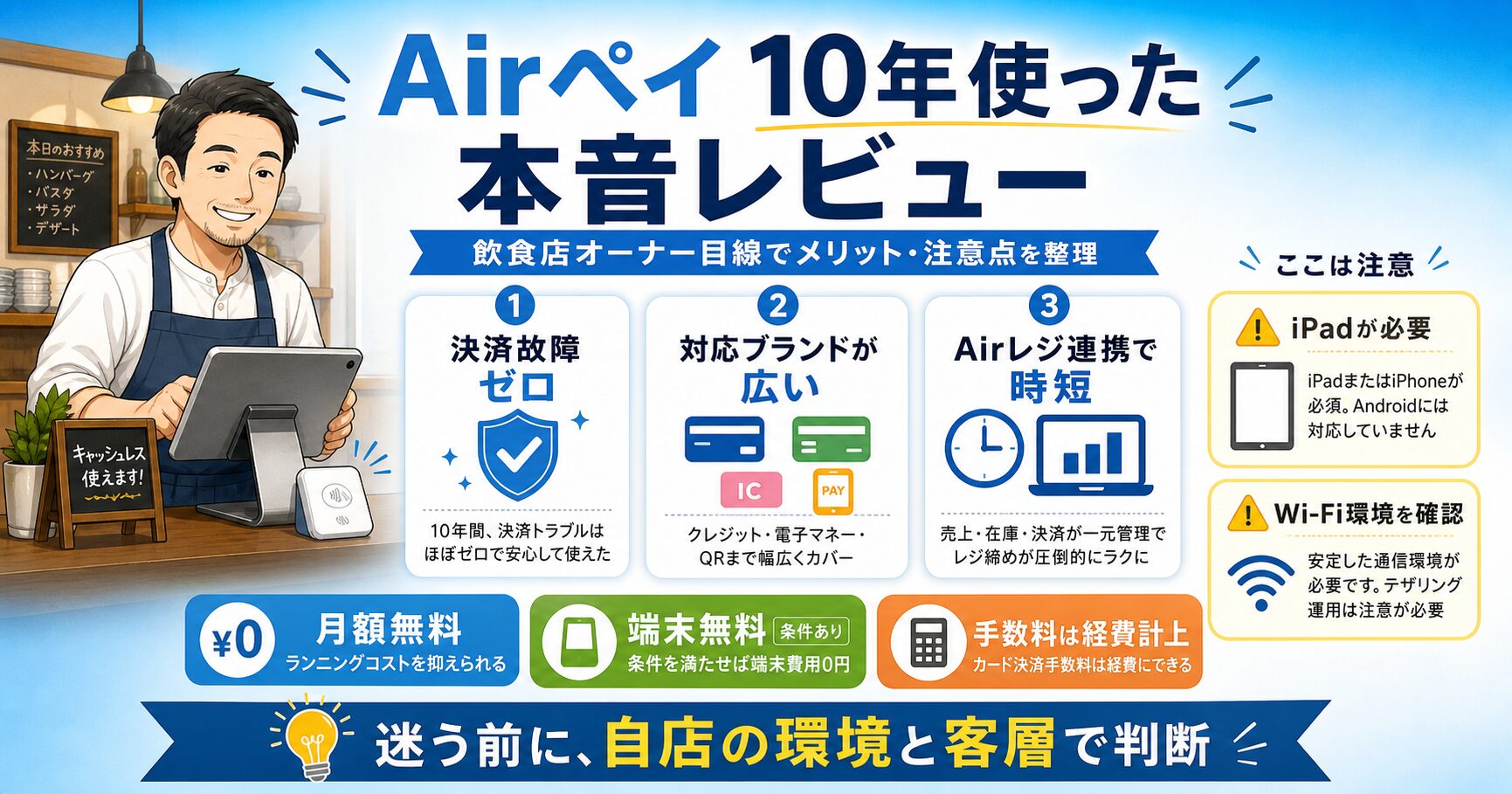 Airペイを店舗で使う飲食店オーナーの本音レビュー図解