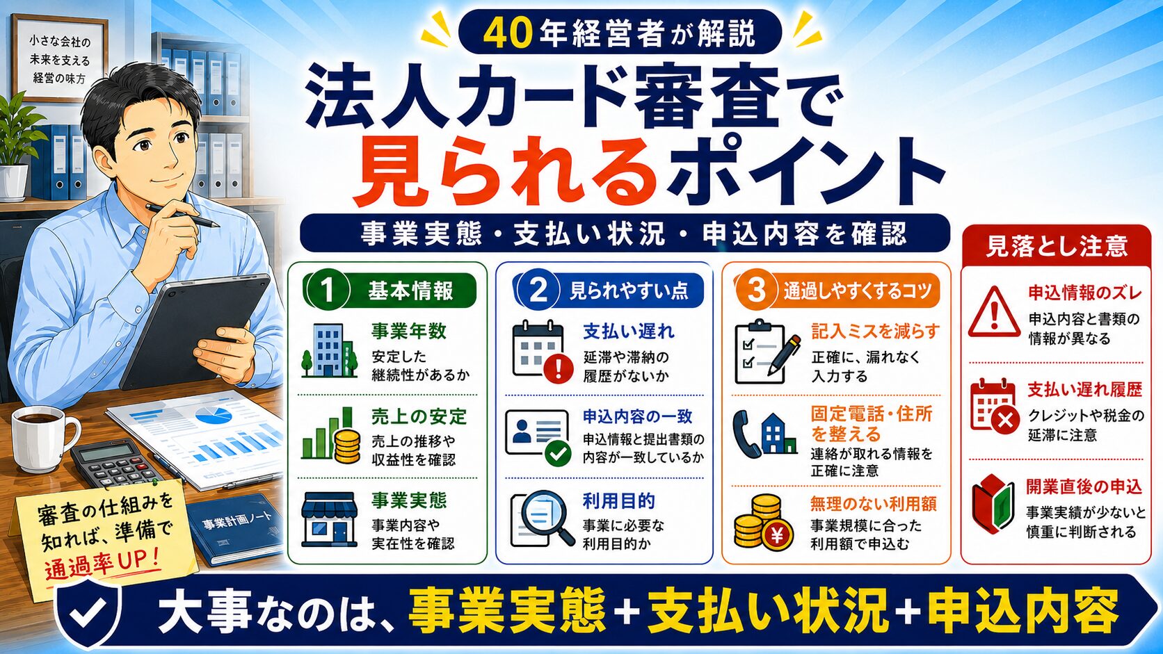 法人カード審査で見られるポイントと申し込み前に整えたい準備