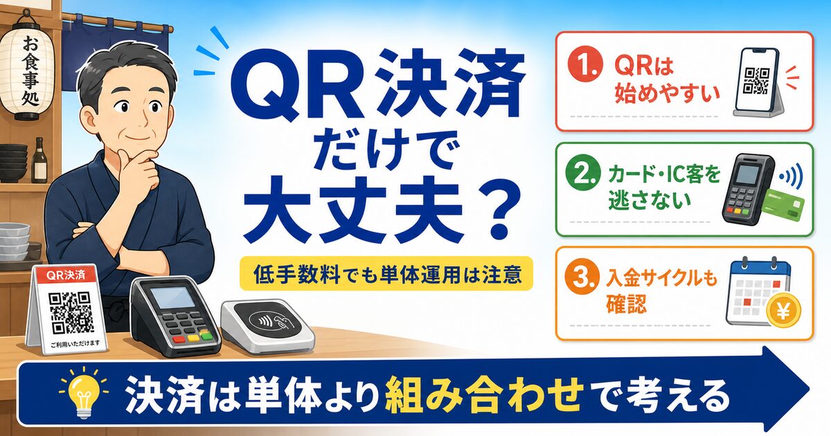 PayPayだけでは足りない理由とカード決済・予約・物販までまとめて考える流れを示した図解