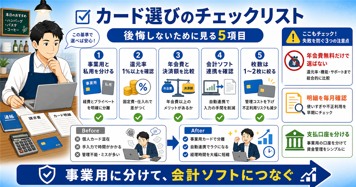 個人事業主のカード選びで後悔しないためのチェックリスト