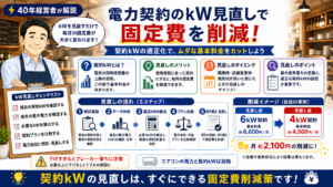 飲食店で動力契約を6kWから4kWへ見直し基本料金を削減した実例